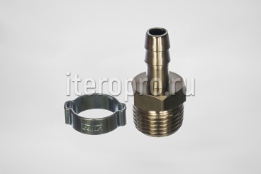 Разъемное соединение рапид (муфта) елочка 10мм с обжимным кольцом 10х15мм